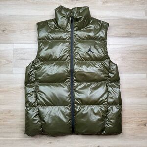 Nike Air Jordan Flight Therma-Fit Down Puffer Vest -Olive FV7273-222 Men's Small